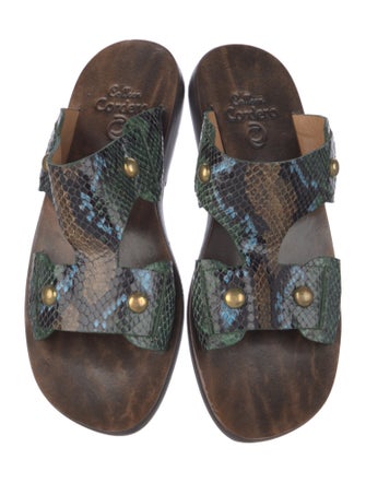 Calleen Cordero Leather Floral Print Slides