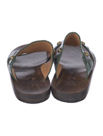 Calleen Cordero Leather Floral Print Slides