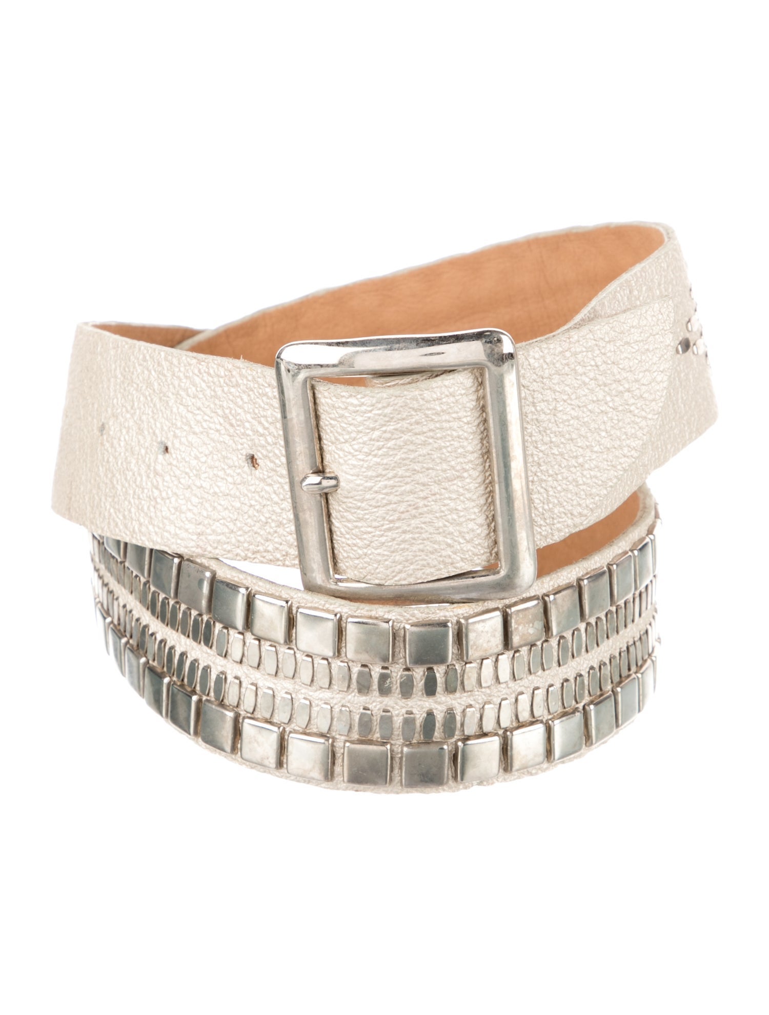 Calleen Cordero Embossed Leather Studded Accents Waist Belt