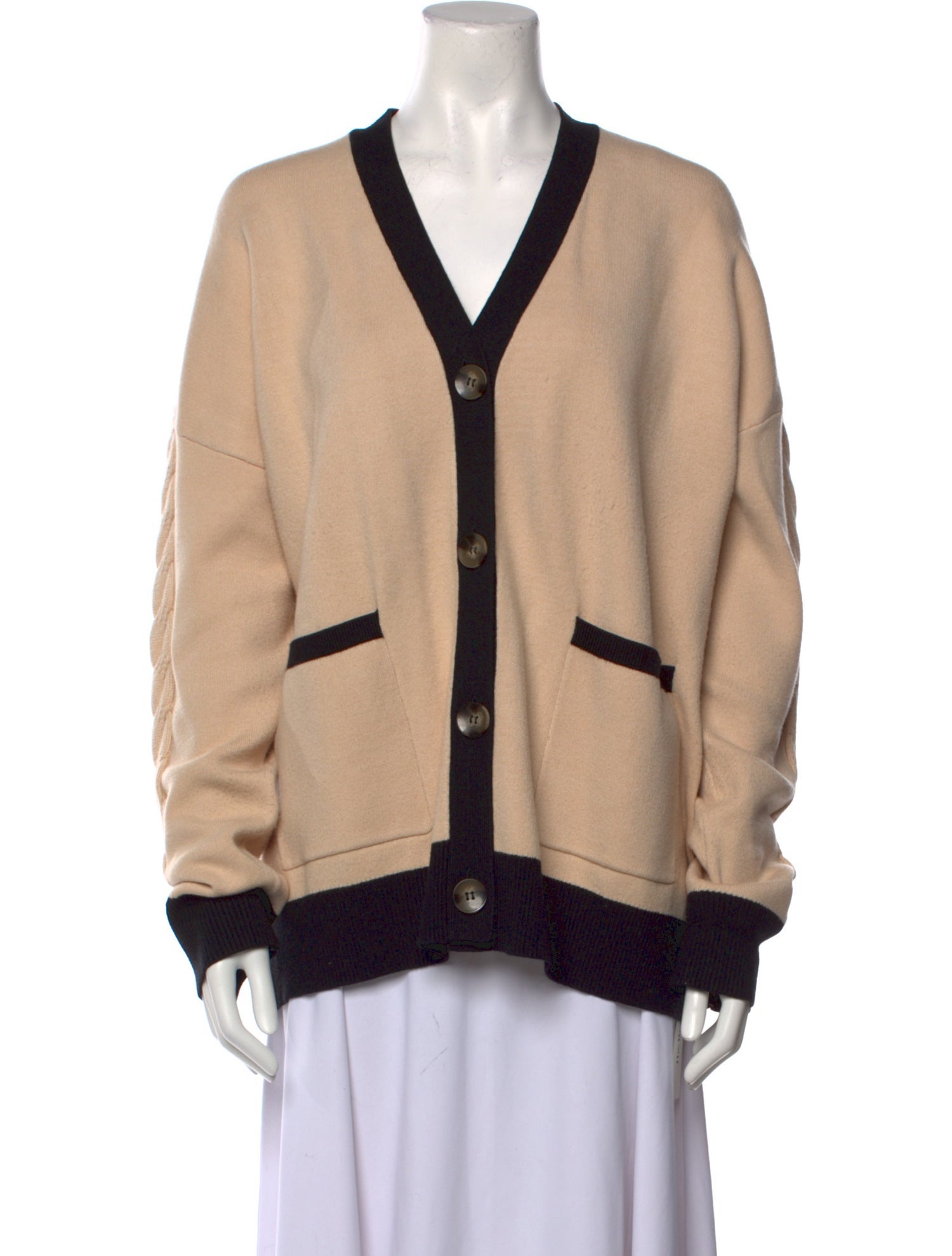 Monrow Colorblock Pattern V-Neck Sweater