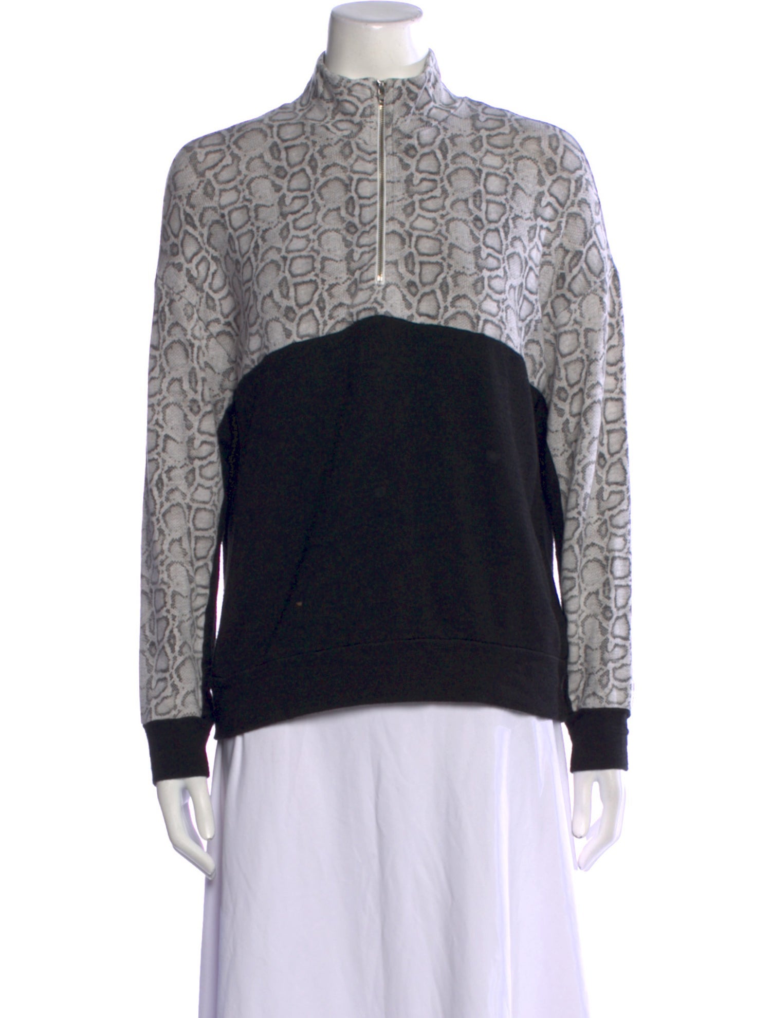 Monrow Patterned Mock Neck Sweater