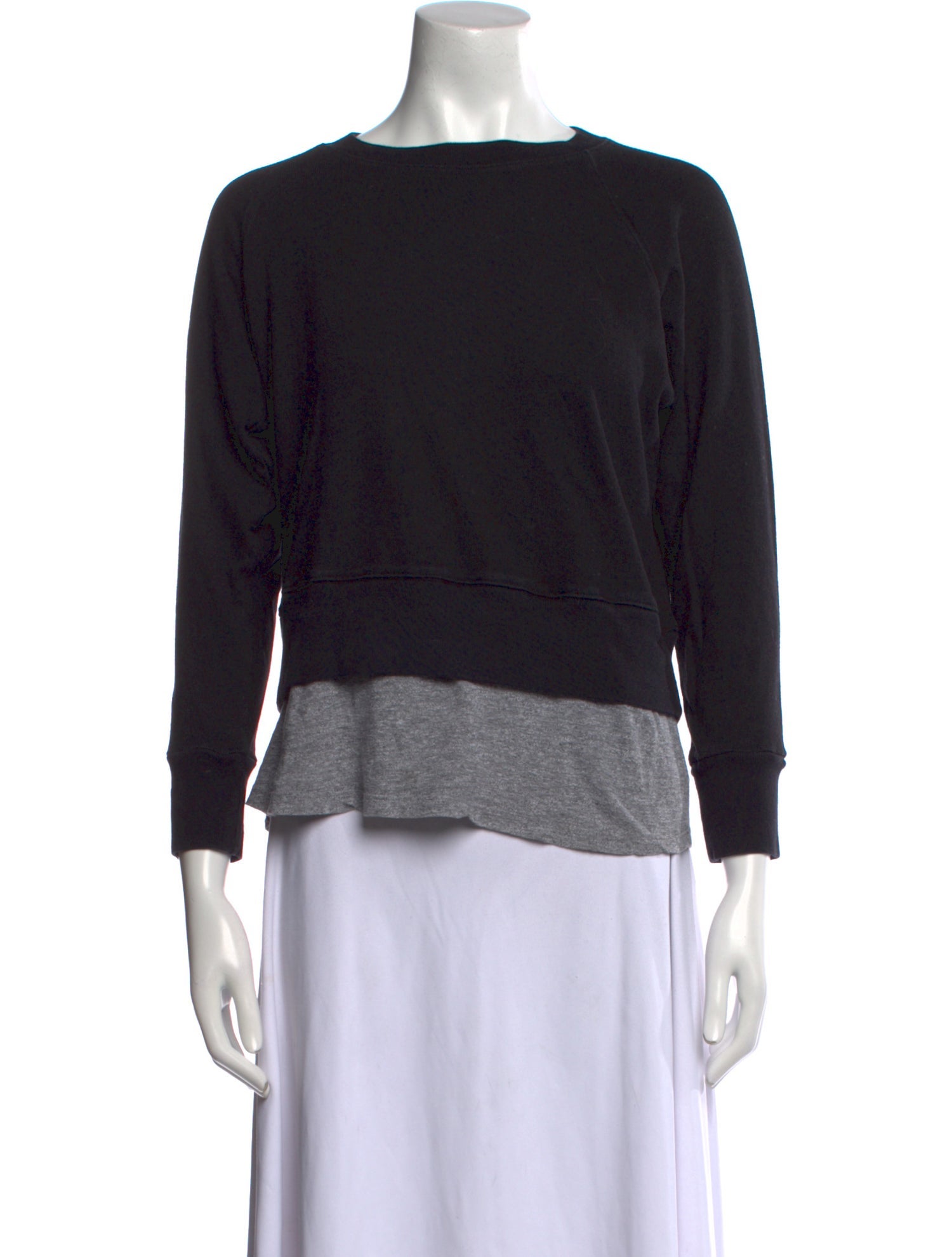 Monrow Bateau Neckline Three-Quarter Sleeve Sweatshirt