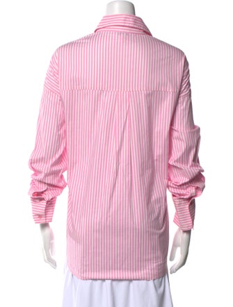Monrow Striped Three-Quarter Sleeve Button-Up Top