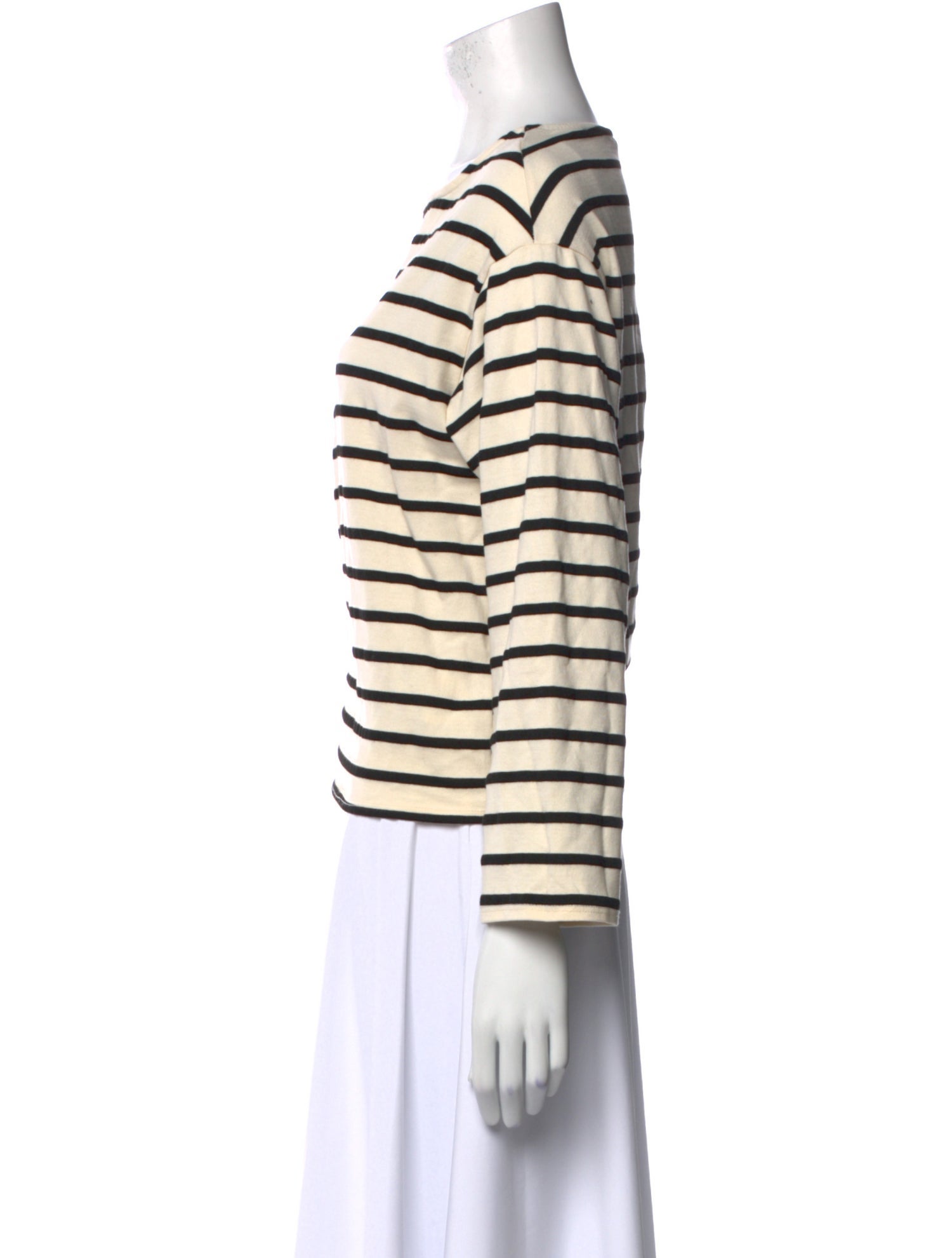 Monrow Striped Bateau Neckline Sweatshirt
