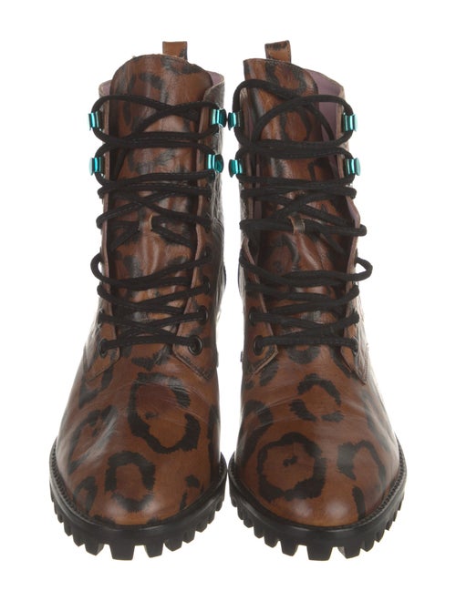 Sophia Webster Leather Animal Print Combat Boots