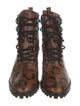 Sophia Webster Leather Animal Print Combat Boots