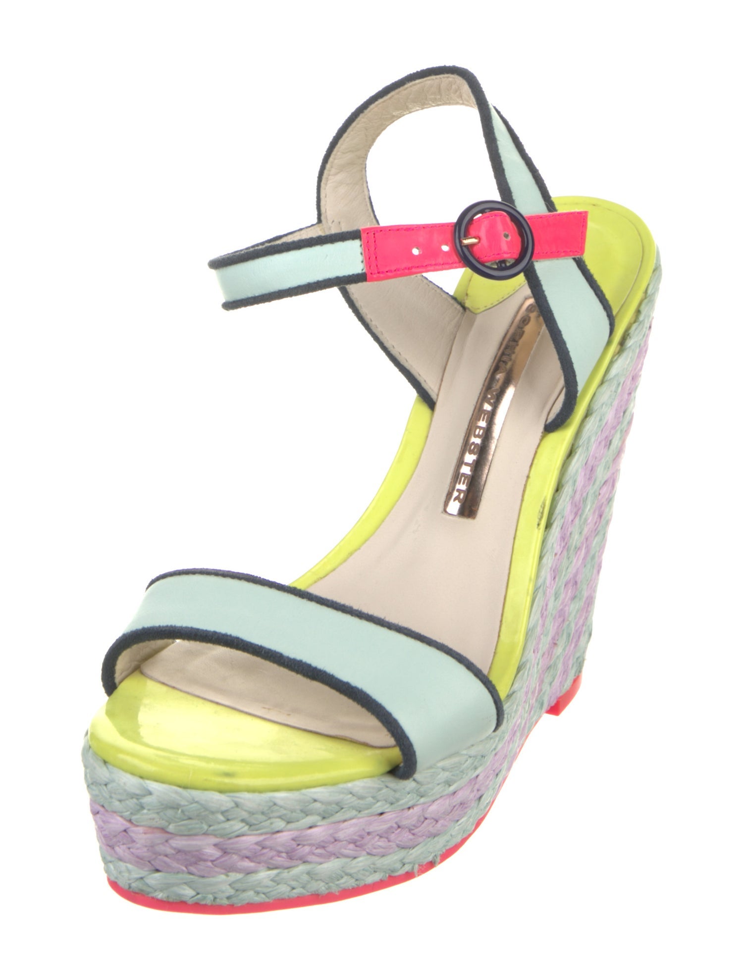 Sophia Webster Leather Colorblock Pattern Espadrilles