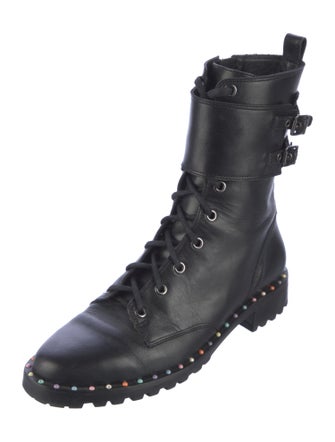 Sophia Webster Leather Studded Accents Combat Boots