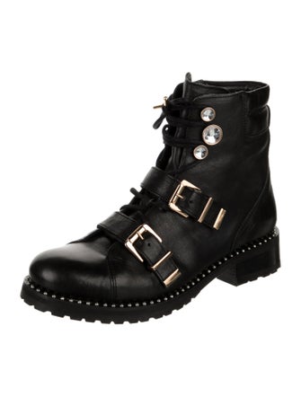 Sophia Webster Leather Crystal Embellishments Combat Boots