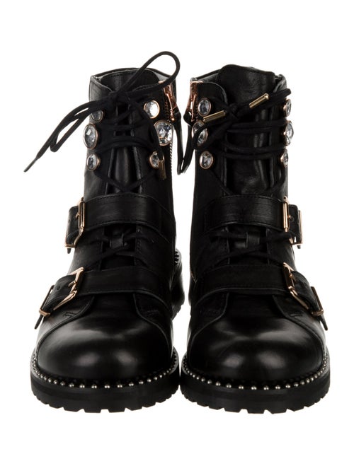 Sophia Webster Leather Crystal Embellishments Combat Boots