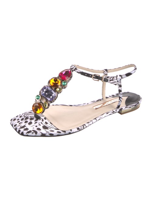 Sophia Webster Satin Printed T-Strap Sandals