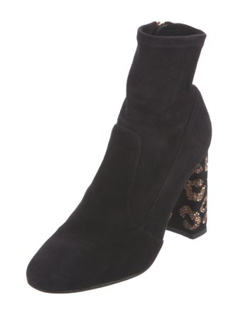 Sophia Webster Suede Crystal Embellishments Sock Boots