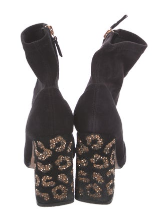 Sophia Webster Suede Crystal Embellishments Sock Boots