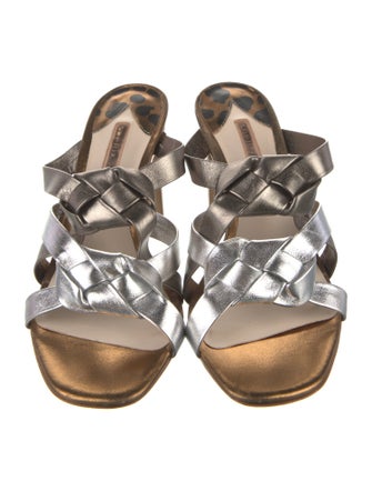 Sophia Webster Leather Colorblock Pattern Slides