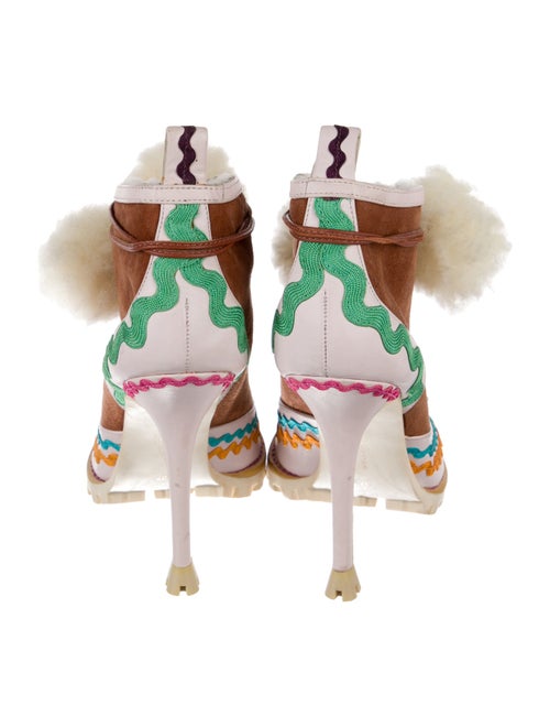 Sophia Webster Suede Pom-Pom Embellishments Lace-Up Boots