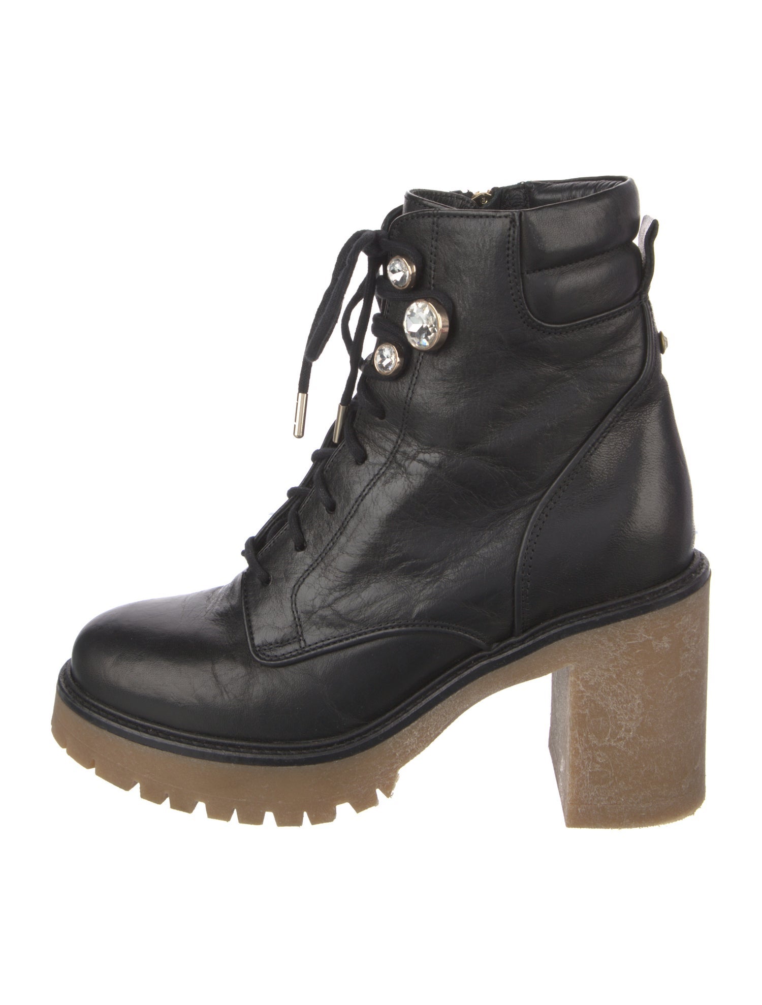 Sophia Webster Leather Crystal Embellishments Combat Boots
