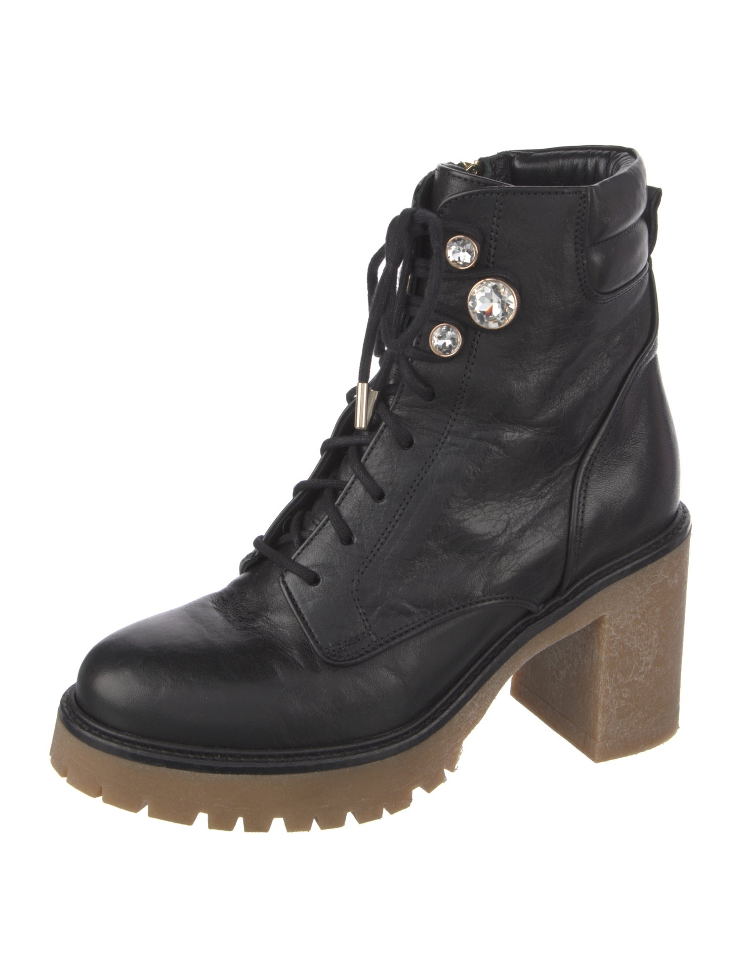 Sophia Webster Leather Crystal Embellishments Combat Boots
