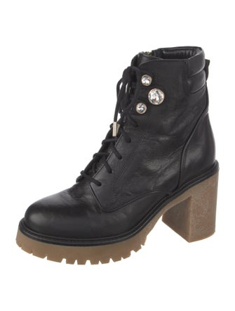Sophia Webster Leather Crystal Embellishments Combat Boots