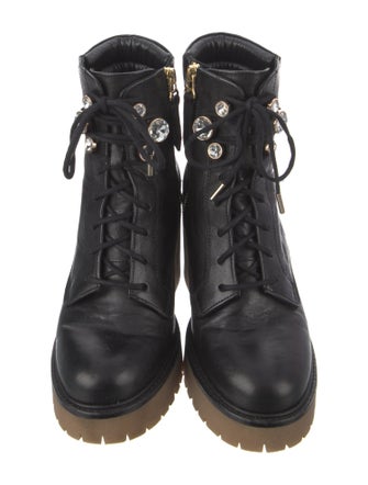 Sophia Webster Leather Crystal Embellishments Combat Boots