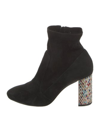 Sophia Webster Suede Crystal Embellishments Sock Boots