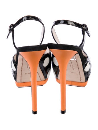 Sophia Webster Patent Leather Polka Dot Print Slingback Sandals