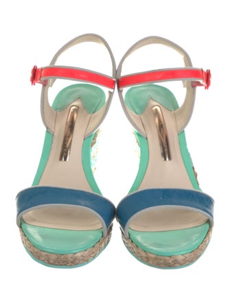 Sophia Webster Leather Colorblock Pattern Espadrilles