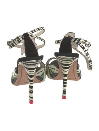 Sophia Webster Patent Leather Printed T-Strap Sandals