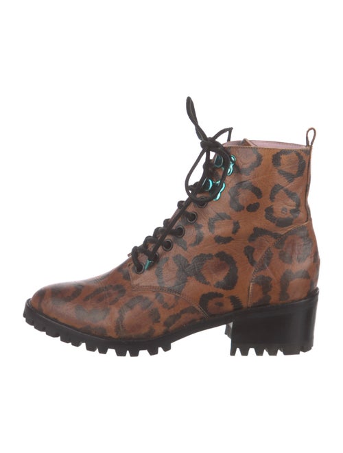 Sophia Webster Leather Animal Print Combat Boots