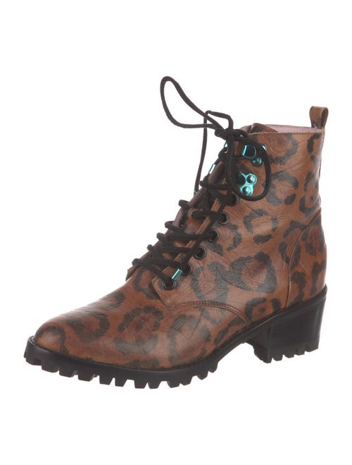 Sophia Webster Leather Animal Print Combat Boots