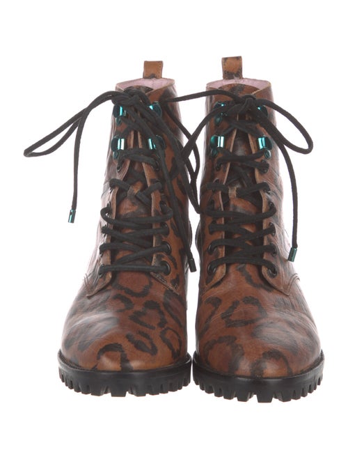 Sophia Webster Leather Animal Print Combat Boots