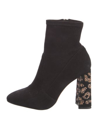 Sophia Webster Suede Crystal Embellishments Sock Boots