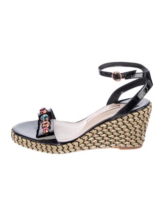 Sophia Webster Patent Leather Crystal Embellishments Espadrilles