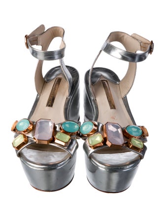 Sophia Webster Patent Leather Colorblock Pattern Slingback Pumps