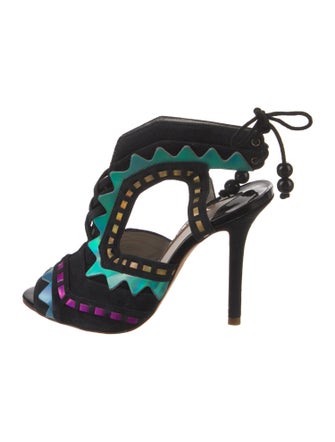 Sophia Webster Suede Printed Slingback Sandals