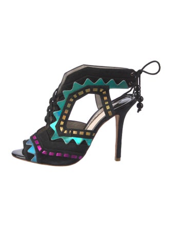 Sophia Webster Suede Printed Slingback Sandals