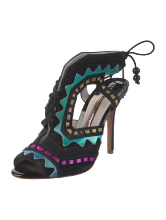 Sophia Webster Suede Printed Slingback Sandals