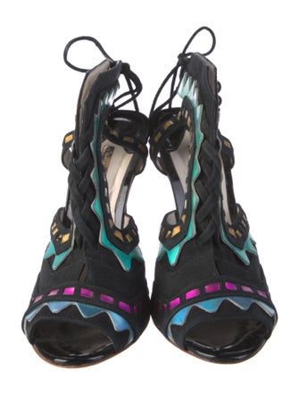 Sophia Webster Suede Printed Slingback Sandals