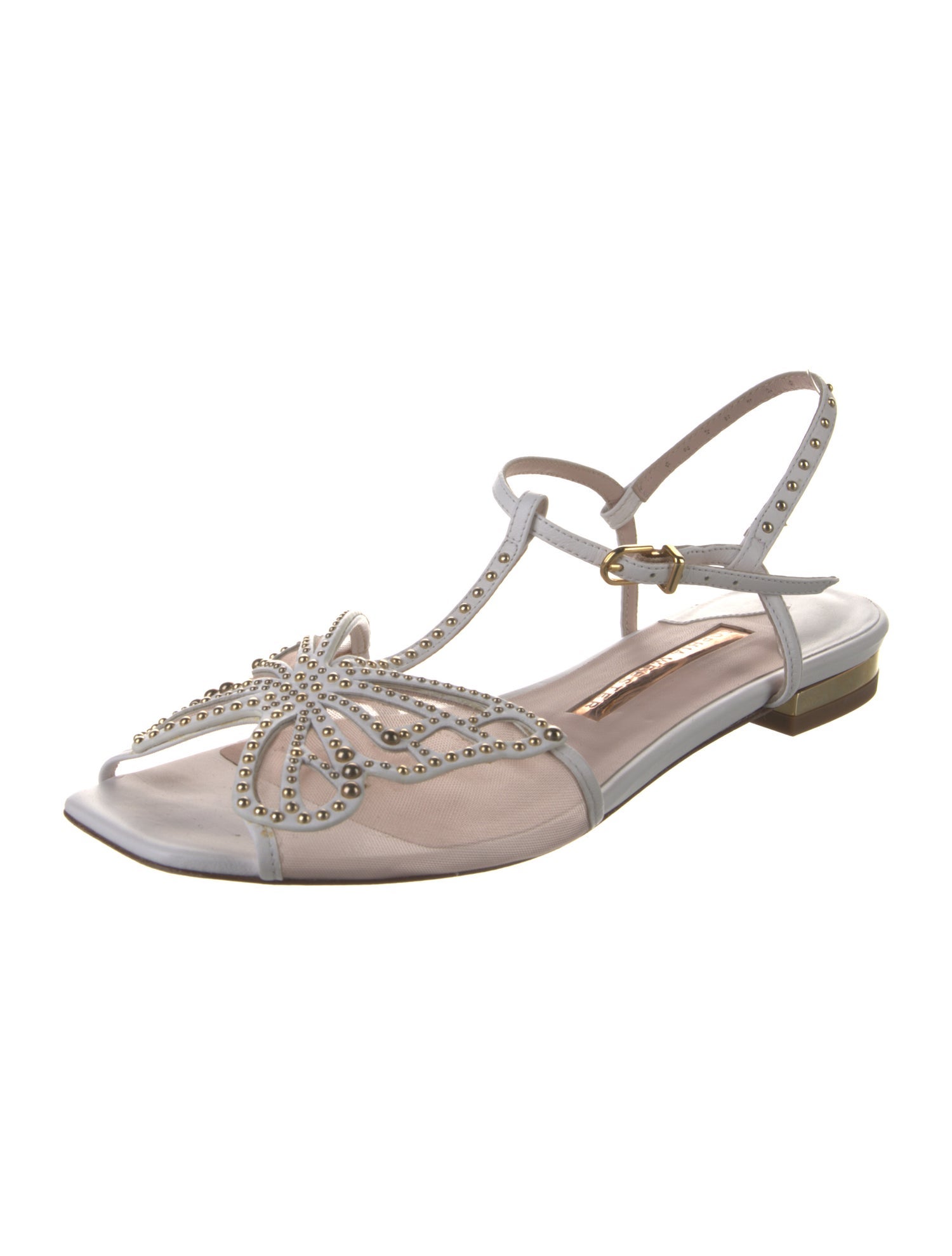 Sophia Webster Leather Mesh Accents T-Strap Sandals