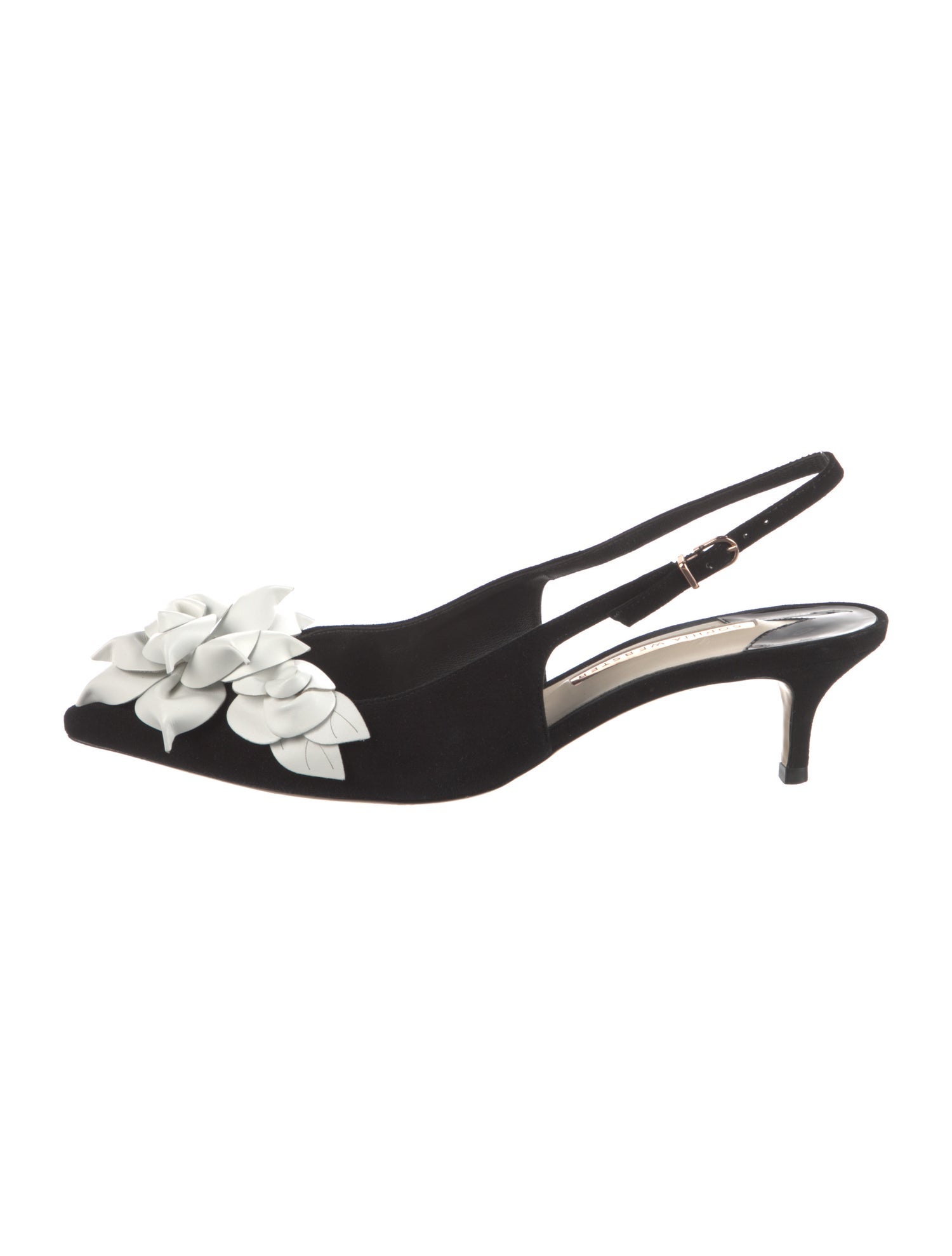 Sophia Webster Suede Floral Print Slingback Pumps