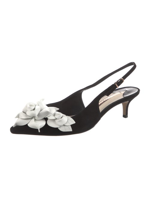 Sophia Webster Suede Floral Print Slingback Pumps