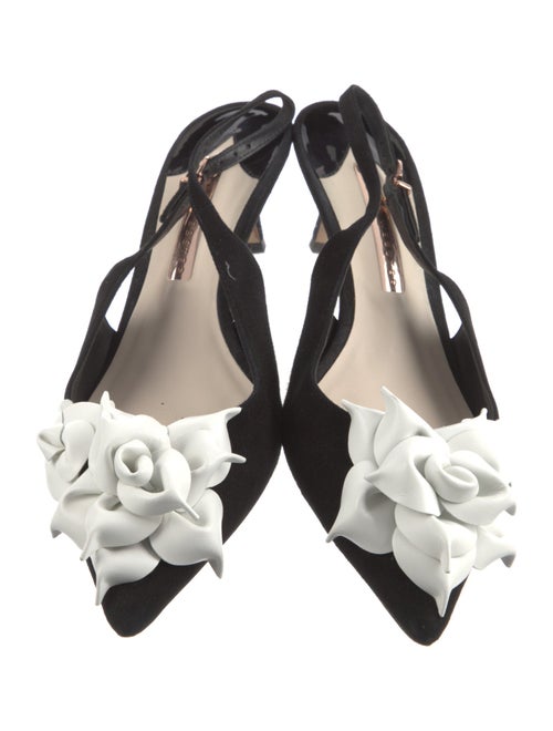 Sophia Webster Suede Floral Print Slingback Pumps