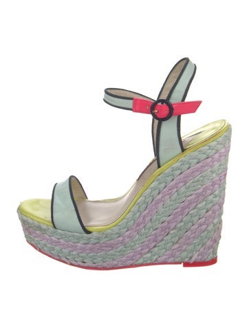 Sophia Webster Sandals Leather Colorblock Pattern Espadrilles 8