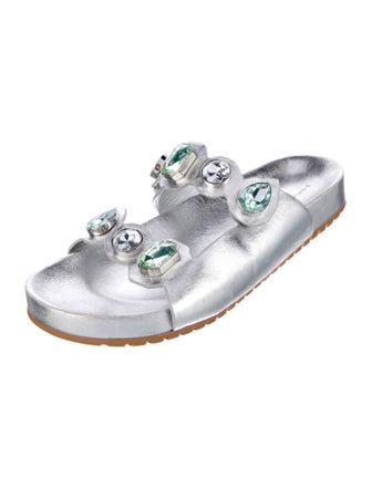 Sophia Webster Leather Crystal Embellishments Slides