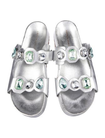 Sophia Webster Leather Crystal Embellishments Slides