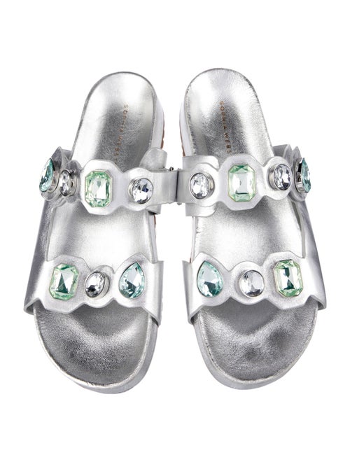 Sophia Webster Leather Crystal Embellishments Slides