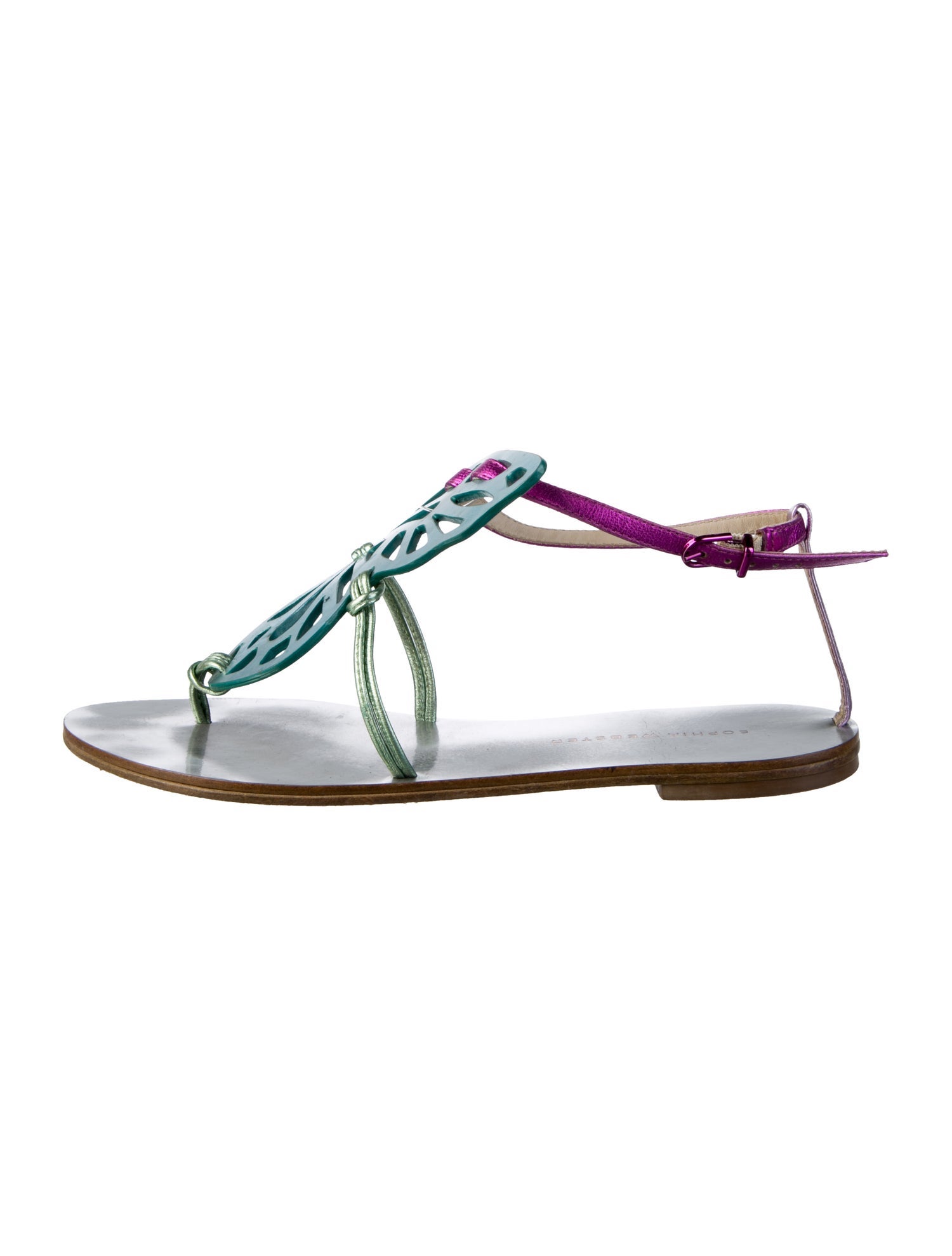 Sophia Webster Leather Lasercut Accents T-Strap Sandals