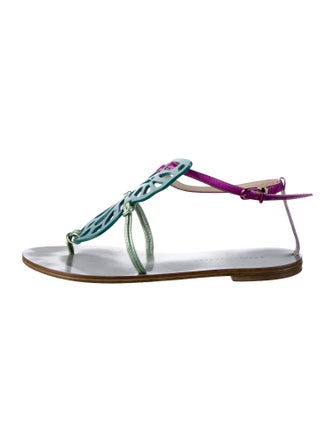 Sophia Webster Leather Lasercut Accents T-Strap Sandals