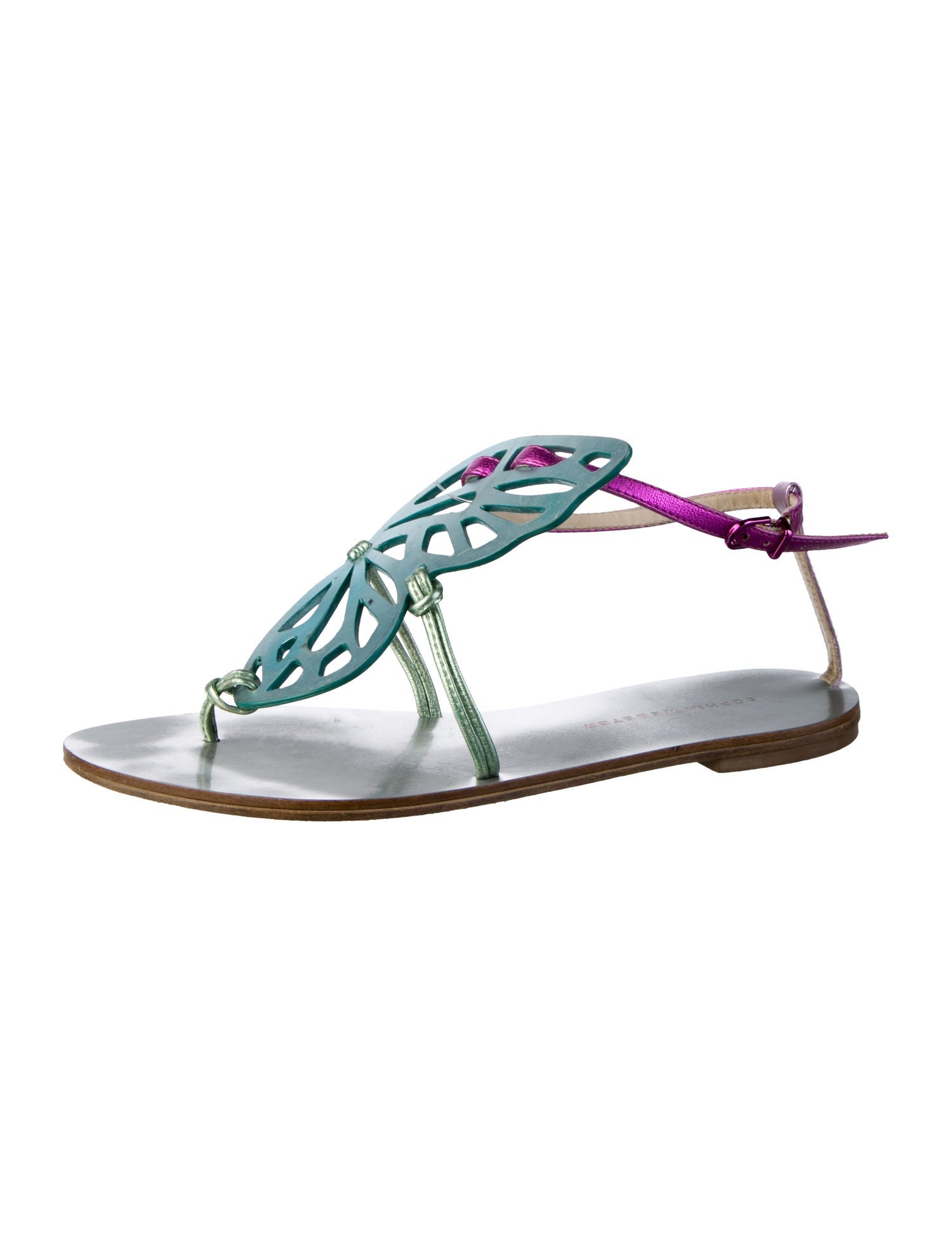 Sophia Webster Leather Lasercut Accents T-Strap Sandals