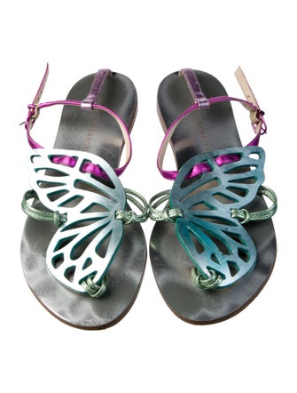 Sophia Webster Leather Lasercut Accents T-Strap Sandals