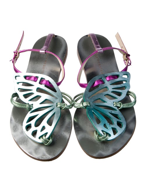 Sophia Webster Leather Lasercut Accents T-Strap Sandals